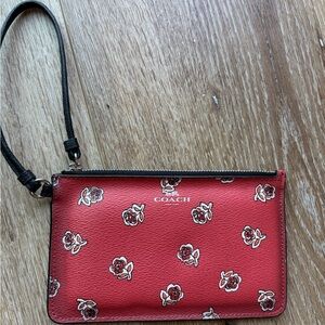 Coach Red Floral Wristlet